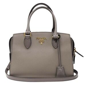 Prada Bag Leather Gray Beige